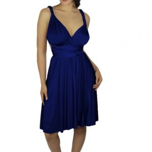 Royal Blue Knee Length Wrap Convertible Dress NWOT